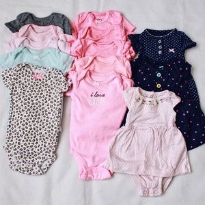 Lot of 13 Newborn Baby Girls’s Onesies.